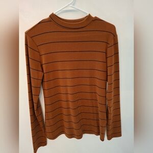 Brown Striped Long Sleeve Top